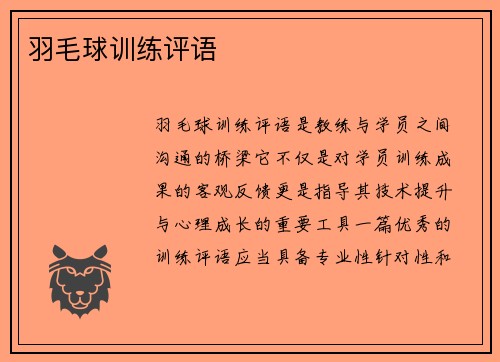 羽毛球训练评语